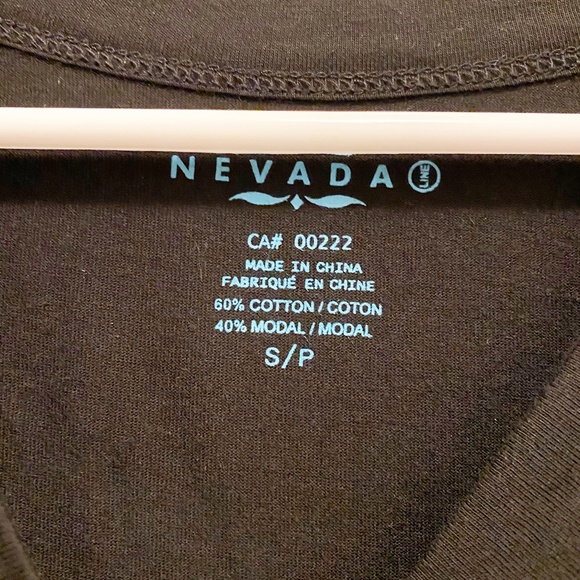 Nevada Black Henley Tee Pearly White Buttons S - Picture 5 of 6